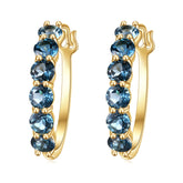 Natural Topaz Earrings Plated 14K Gold Silver Hoop Studs Earrings for Women